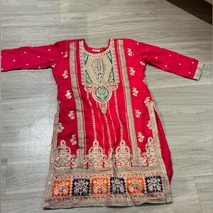 Hot Pink Embroidered Kurta
